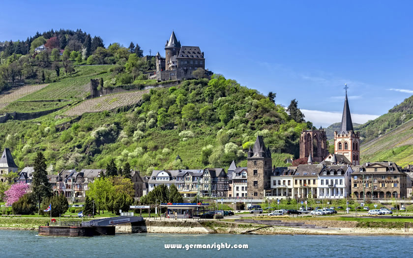 A view of Bacharach and Burg Stahleck from the Rhine river