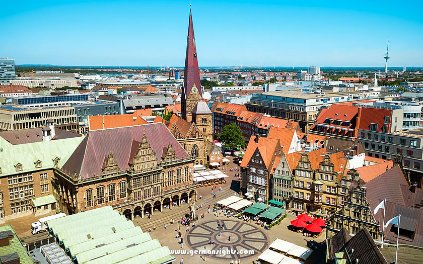 Aerial view of Bremen city centre