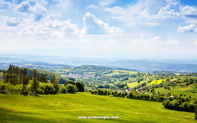 View from the Hoherodskopf peak in the Vogelsberg region